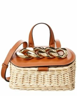 JW Anderson Chain Lid Small Wicker & Leather Crossbody Women Crossbody Bags