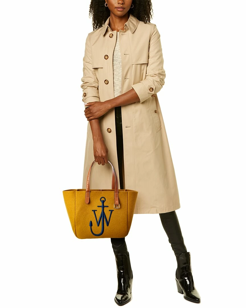 JW Anderson Logo Wool & Leather Tote Women Totes - Image 4