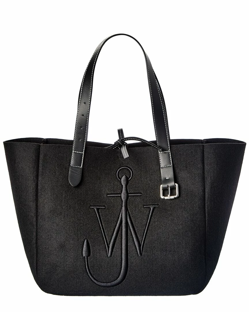 JW Anderson Logo Wool & Leather Tote Women Totes