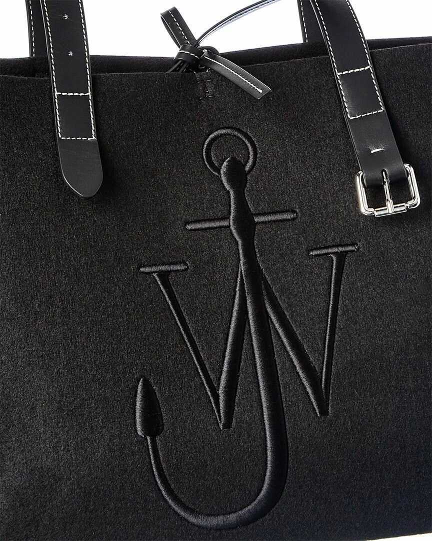 JW Anderson Logo Wool & Leather Tote Women Totes - Image 3