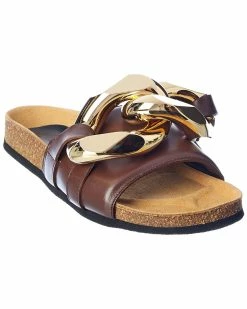 JW Anderson Chain Leather Slide Women Slides & Mules