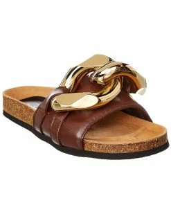 JW Anderson Chain Leather Slide Women Slides & Mules