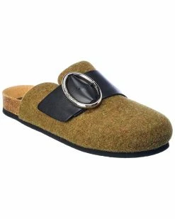 JW Anderson Buckle Felt & Leather Mule Women Slides & Mules