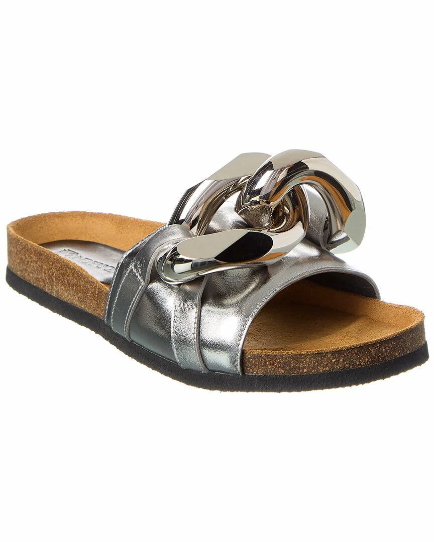 JW Anderson Chain Leather Slide Women Flat Sandals