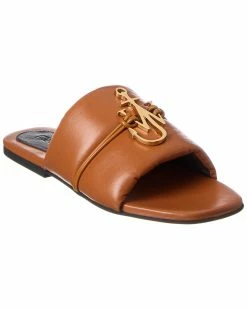 JW Anderson Anchor Leather Slide Women Flat Sandals