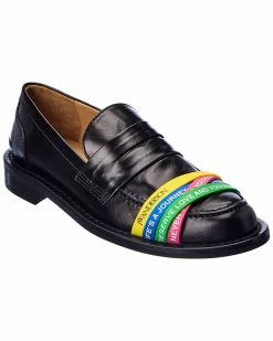 JW Anderson Elastic Straps Leather Loafer Women Flats