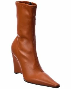 JW Anderson Leather Wedge Bootie Women Booties